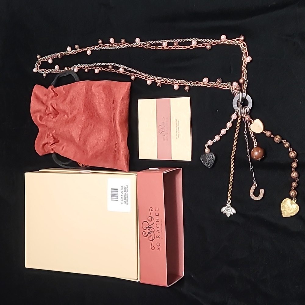 Longaberger So Rachel Charm Drop Necklace ‎ - NIB